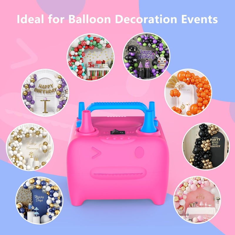 OWill Balloon Pump Electric, Balloon Inflator Electric Air Pump, Portable Dual Nozzle Balloons Air Pump Electric 600W Blow Machine for Party Decoration - Image 5